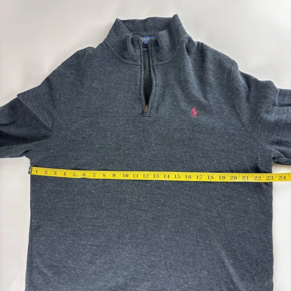 Polo Ralph Lauren Estate Rib Sweater Mens Large Navy Blue Tight Knit Quarter Zip